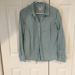 J Crew, medium button down, green and white.